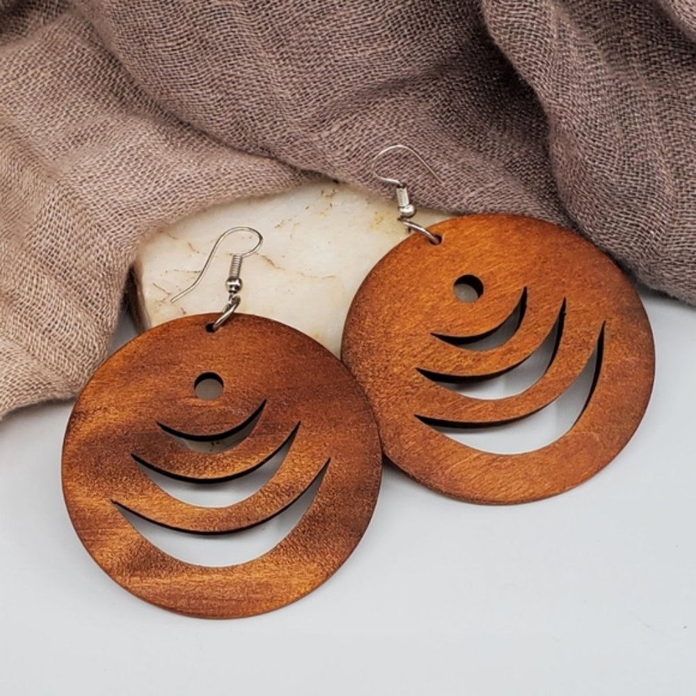 ❤️ Lightweight Jewelry Hypoallergenic Hooks Large Wood Silver Earrings